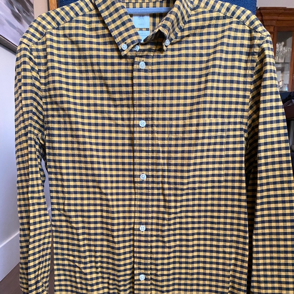 H&M Mustard and Black Plaid Shirt